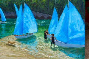 Blå segel, Looe, 2018, av Andrew Macara