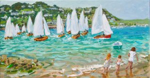 Jagar båtarna, Salcombe, 2018, av Andrew Macara