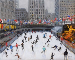 Julskridskoåkning, Rockefeller Ice Rink, New York, (2017, av Andrew Macara
