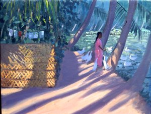 Matar ankorna, Kerala, Indien (olja på duk) av Andrew Macara