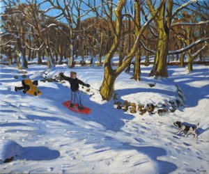 Röd släde,Lomberdale Hall,Derbyshire,2014, av Andrew Macara