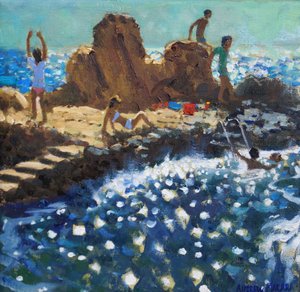 Sea glitter, Rovinj, 2016 (olja på duk) av Andrew Macara