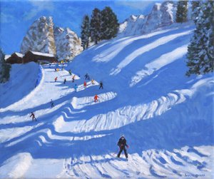 Sol och skuggor, Kitzbuhel, Österrike, 2022 (olja på duk) av Andrew Macara