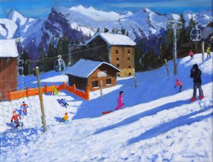 Ice Rink, Samoens, Frankrike, 2022 (olja på duk) av Andrew Macara
