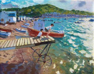 Två pojkar på landningsplatsen, Teignmouth, 201516, av Andrew Macara