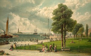 Castle Garden, New York, pub. 1887 (färglitografi)