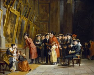 Ett möte med veteraner från den brittiska armén och flottan som tjänstgjorde under Horatio Nelson (1758-1805): Invånare från Chelsea (klädda i rött) och Greenwich Hospital (klädda i blått) besöker marinmålningsgalleriet på Greenwich Hospital