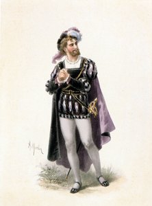 Basse, Colin, i rollen som Faust i operan "" Faust"" av Charles Gounod (1818-1893). Teckning av A. Morton. 1800-talet.