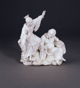 En Derby-torrkantad Chinoiserie-grupp emblematisk för att höra från en uppsättning sinnen, ca 1750-52 (Kina) av Andrew Planché