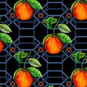 Orange geometrisk, 2018, penna och bläck, akvarell, digital)