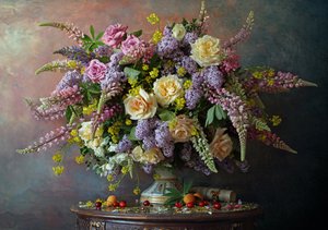 Ett praktfullt blomsterstilleben av Andrey Morozov