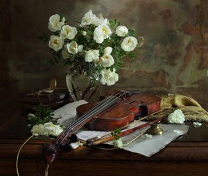 Vita rosor och violin av Andrey Morozov