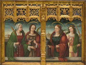 Saints Apollonia, Lucy and Barbara and another Holy Martyr av Andrés de Melgar