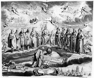 Firmmentum Sobiescianum eller, Uranographia, av Johannes Hevelius (1611-87), graverad av Charles de la Haye, pub. år 1687 av Andrzej Stech
