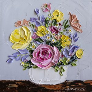 Färgstarka blommor i impasto-teknik av Angela Hawkey