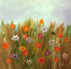Färgglatt blomsterfält
