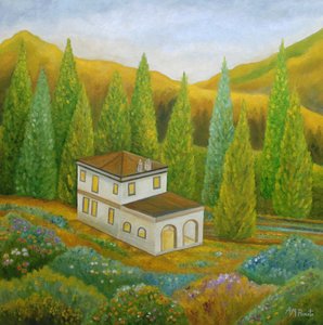 Hus på en sluttning i Toscana av Angeles M. Pomata