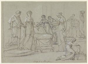 Brud och brudgum går in i en brudkammare av Angelica Kauffmann