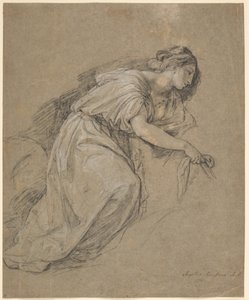 Studie från livet av en knästående kvinna i profil av Angelica Kauffmann