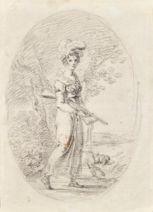 Jägare med hund av Angelica Kauffmann