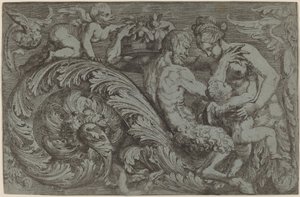 Dekorativ panel med mytologiska figurer av Angelo Falconetto