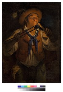 Bonde tänder ett ljus med en glöd, 1850