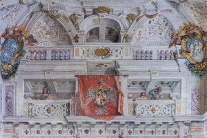 Salen med Bolognakvarteren, Vakternas sal, Este hertigpalatset, Sassuolo, Italien av Angelo Michele Colonna