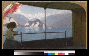 En båt på Lago Maggiore, 1915 av Angelo Morbelli