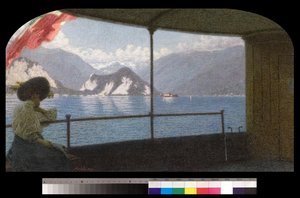 En båt på Lago Maggiore, 1915 av Angelo Morbelli