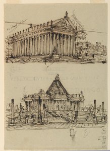Scendesign, exteriör av tempel av Angelo Toselli