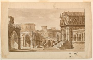 Scenografi, gotiskt palats, kyrka och fästning