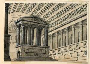 Scenografi, interiör av en gravsal av Angelo Toselli