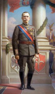 Porträtt av kungen av Italien Vittorio Emanuele III (1869-1947) Målning av Angelo Vernazza (1869-1937) 1923 Dim 220x130 cm Genes, Gallery of Modern Art, inv 0588 av Angelo Vernazza