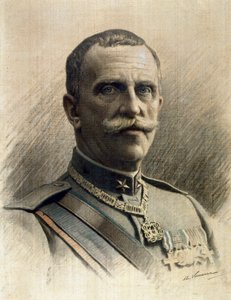 Porträtt av Victor Emmanuel III (1869-1947) Teckning av Angelo Vernazza (1869-1937) Dim. 97x70 cm Genes Nervi, Gallery of Modern Art, inv. 0597 av Angelo Vernazza