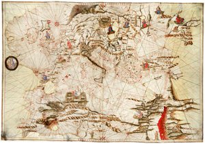 Medelhavet, Svarta havet och Nordostatlanten, ca 1550 (pergament)