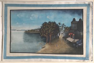 Album innehållande tolv målningar av scener längs en flod av Anglo-Chinese School