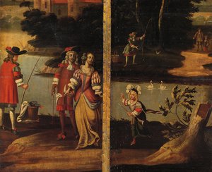 Fyrfaldig dubbelsidig skärm, c.1700