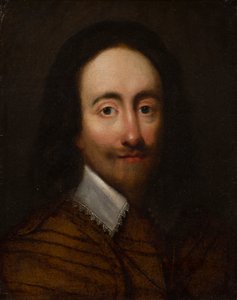 Porträtt av kung Charles I (olja på förgyllt silverläder)