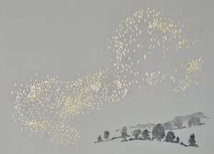 Fuga, 2017 (akvatint och lövstämpling på papper) av angus hampel