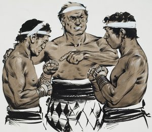 Boxning (gouache på papper) av Angus McBride