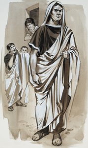 "Cato the Killjoy" (gouache på papper) av Angus McBride