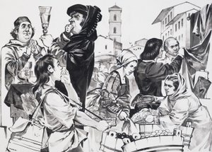 Florentine Trading (gouache på papper) av Angus McBride