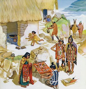 Hem i Peru, ca 100 e.Kr (färglitografi) av Angus McBride