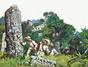 Försvunna städer i Centralamerikas djungler (färglitografi) av Angus McBride