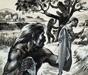 Mankind in the Making (gouache på papper) av Angus McBride