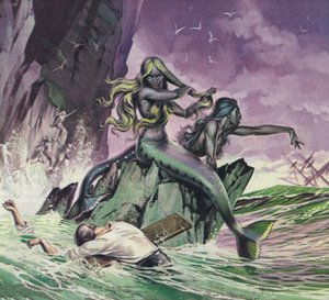 Sjöjungfrur (färglitografi) av Angus McBride