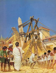 Att resa Cleopatras nål i Egypten (färglitografi) av Angus McBride