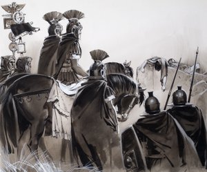 Romerska soldater efter en strid (gouache på papper) av Angus McBride
