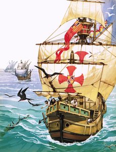 Sjömän på Christofer Columbus Santa Maria ser tecken på land av Angus McBride
