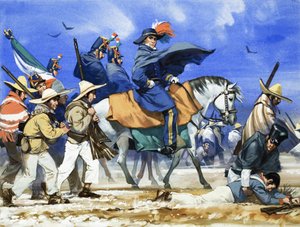 Santa Anna ledde sin illa utrustade och illa klädda armé på en dödsmarsch över de frusna slätterna i Coahuila av Angus McBride